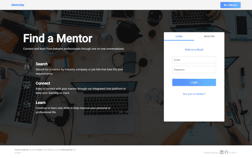 Mentrship app landing page